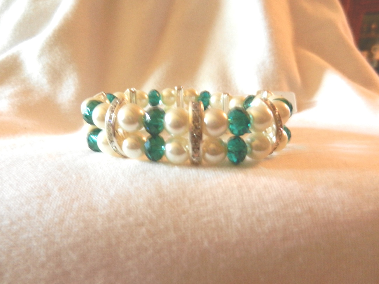 NeW Exquisite Ladies Charming Beads Stretch Rhinestones Faux Pearl Bracelet Bracelets & Charms