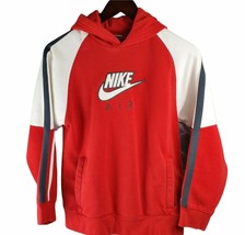 Nike Air Boy&#39;s Large 14 - 16 Hooded Sweatshirt Red and White Cotton Poly... - $17.80