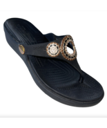 Crocs Women Thong Sandal Sanrah Embellished Diamante Size 6 Black Dual C... - $39.99