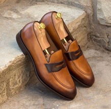 Handmade men tan moccasin shoes real leather shoes for men office dress shoes thumb200