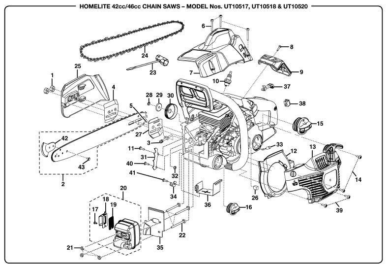 Homelite, Craftsman muffler assy 309310001 chainsaw - Outdoor Power ...