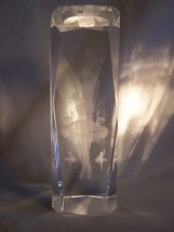 Ballerina 1 big &amp; 4 small etched internally 3D glass paperweight approx ... - $16.25