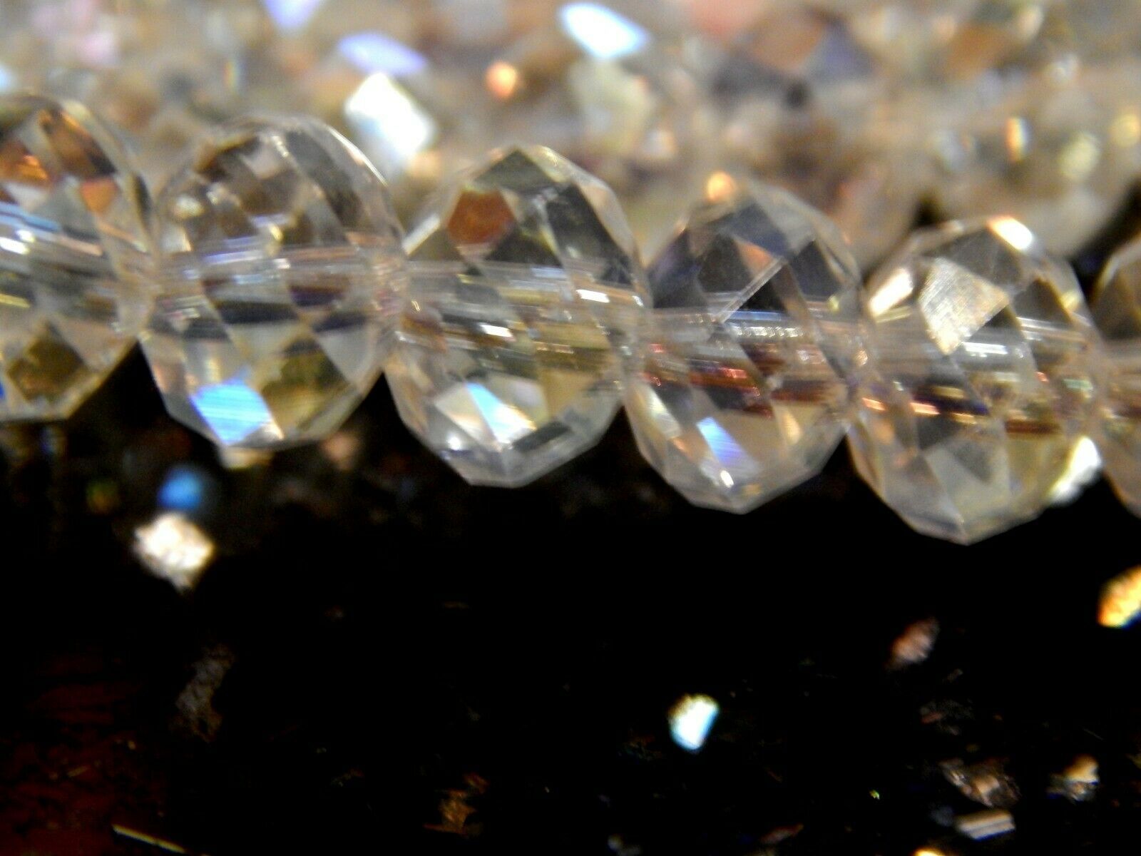 AB Bicone CRYSTAL BEAD STRANDS-CLEAR 1//2 Silver COAT-4 6 /& 8mm-Rondelle