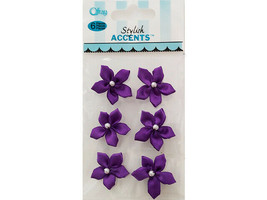 Offray-Stylish Accents, Self-Adhesive, Purple Violet Ribbon Flowers. - $4.79