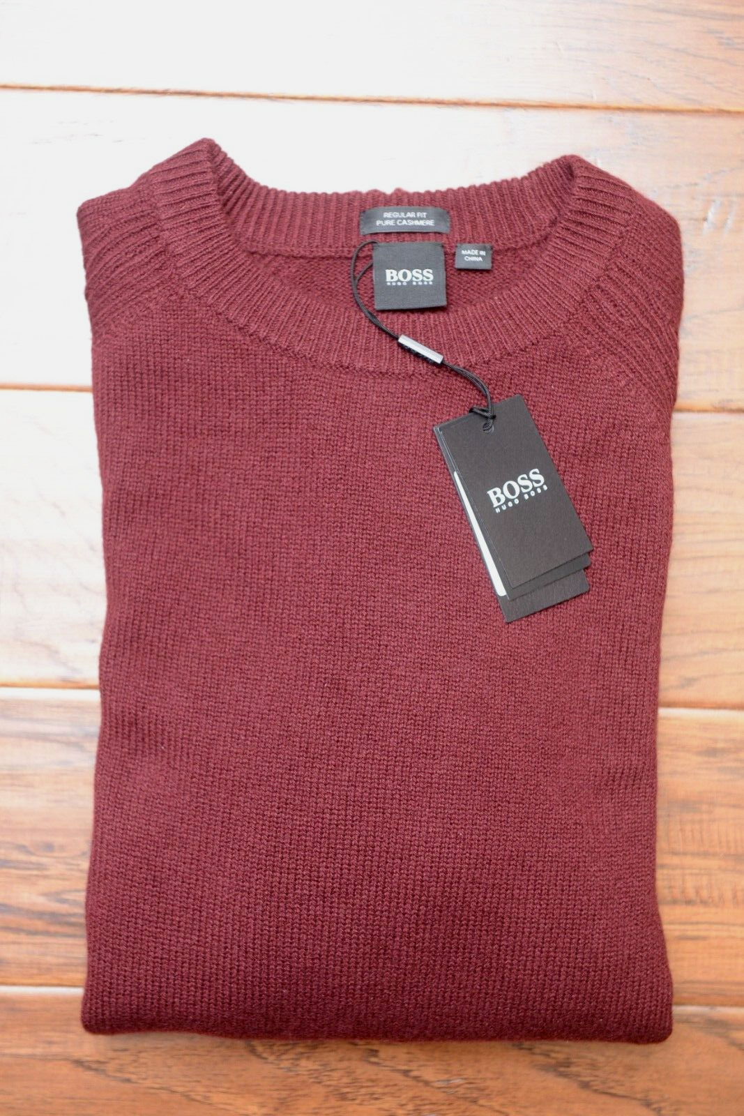 Hugo Boss Men's Banilo Regular Fit Dark Red 100% Cashmere Knit Sweater 2XL - $113.59