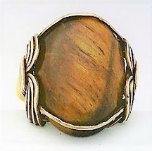 Tiger Eye Brass Wire Wrap Gemstone Ring Sz.12 - $10.53