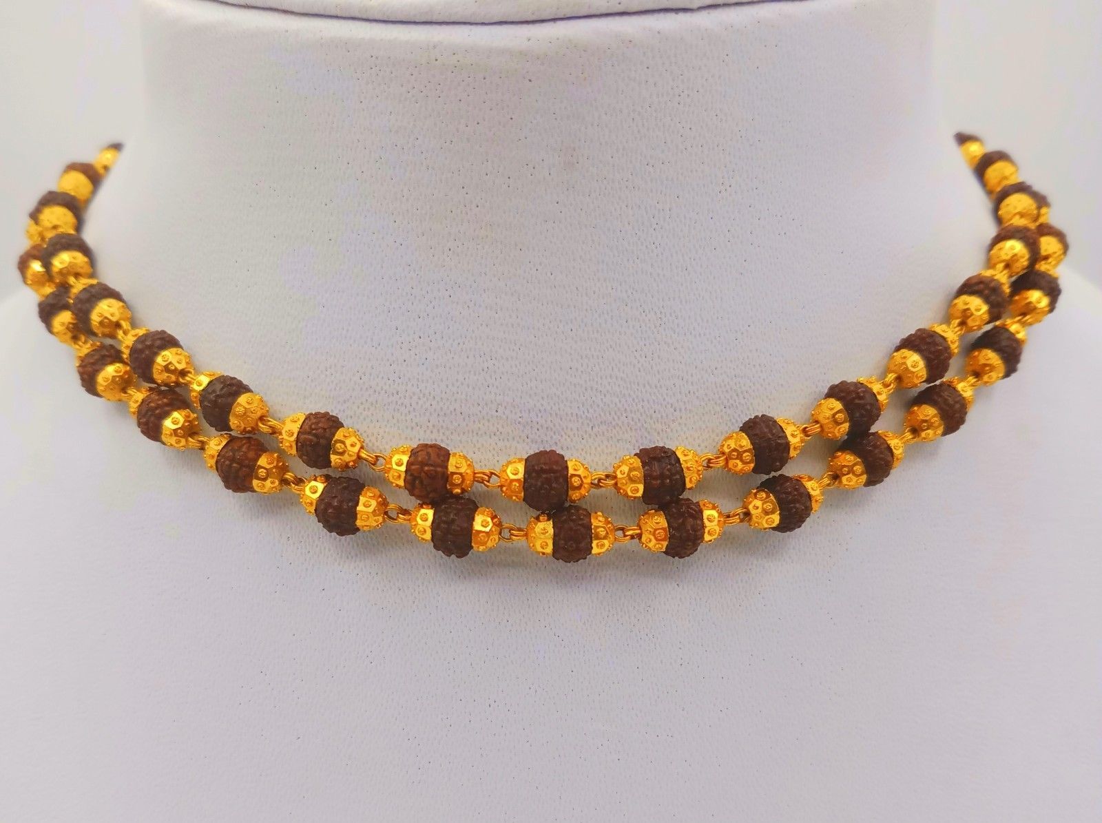 TRADITIONAL DESIGN 22K GOLD CHAIN NECKLACE GOLD & RUDRAKSH BEADS MALA