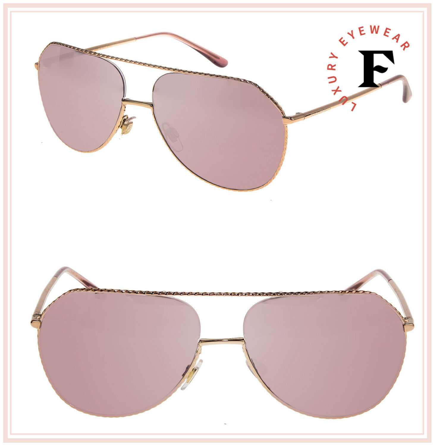 DOLCE & GABBANA ROPE 2191 Rose Gold Pink Mirrored Women Sunglasses DG2191S