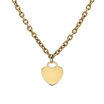 Yellow Gold Heart Tag Pendant on Heavy Cable Link Chain 14K Yellow Gold - $915.75
