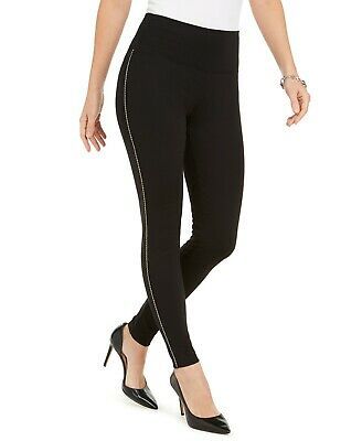Womens Faux Velvet Accent Leggings Black Size XS INC $39.99 NWT