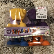 WILTON Assorted Colors Silicone Baking Cups SILLY FEET 4 / Package  NEW ... - $8.99