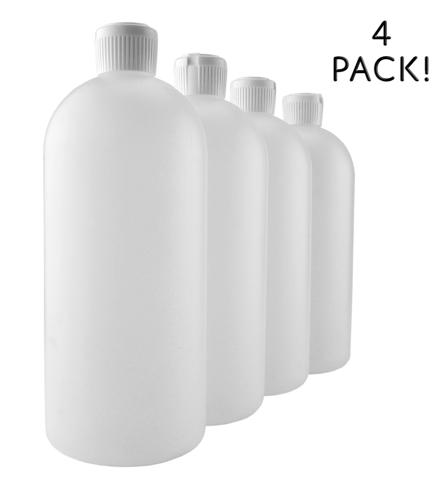 32Ounce Flip Top Plastic Squeeze Bottles (4Pack); Spout Style Tops