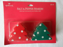 HALLMARK Salt and Pepper Shakers Red/Green Polka Dot Christmas Tree New ... - $3.95