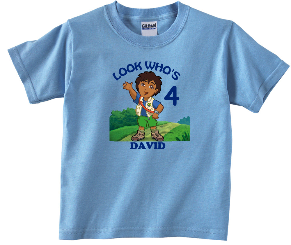 Personalized Custom Go Diego Go Birthday Light Blue T-Shirt Gift Add Your Name