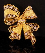 LARGE Couture statement big bow brooch - Nolan Miller rhinestone pin - s... - $225.00