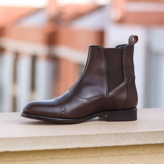 Handmade Men Brown Chelsea Boots Leather For Dress Handmade Men Brown Chelsea Boots Leather For Dress Office Shoes