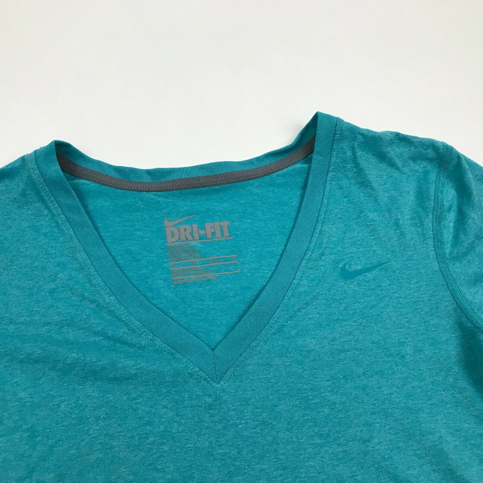 NIKE Dry Fit Shirt Women's Size XS Extra Small Turquoise Blue V-Neck ...