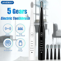 8 Pcs Powerful Ultrasonic Sonic Electric Toothbrush Rechargeable Washable  - $19.95
