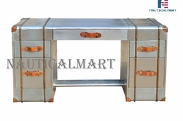NauticalMart Deco Aluminum Writing Desk Casa Padrino Vintage Look Aviator Furnit