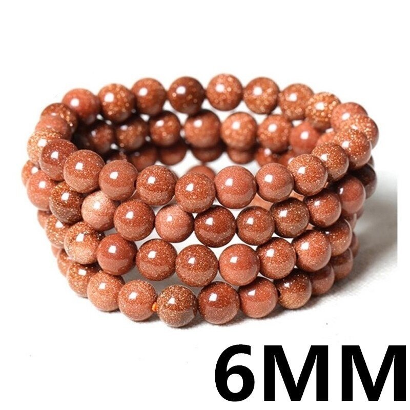 6/8/10mm Trendy Natural Gold Sand Bracelets Sandstone Stretch Bracelets for Wome