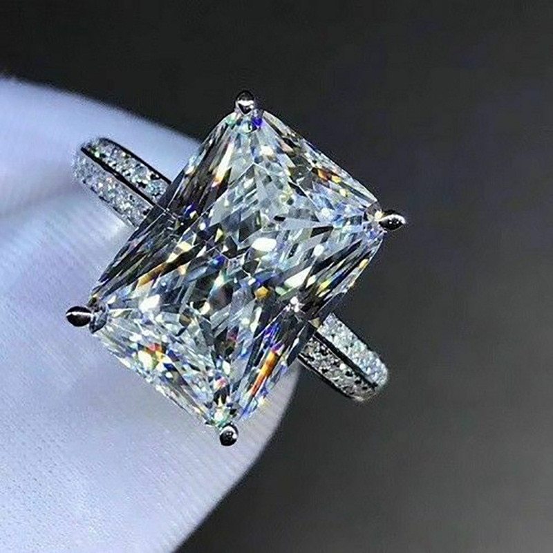 Modyle New Fashion Big Square Crystal Stone Women Wedding Bridal Ring Luxury Eng