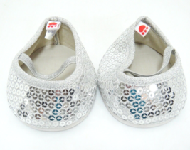 Build A Bear Silver Sequined Girls Shoes Elastic Strap BAB Tagged Excellent - $8.45