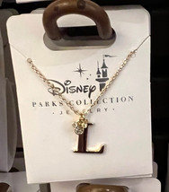 Disney Parks Mickey Mouse Faux Gem Letter L Gold Color Necklace NEW - $32.90