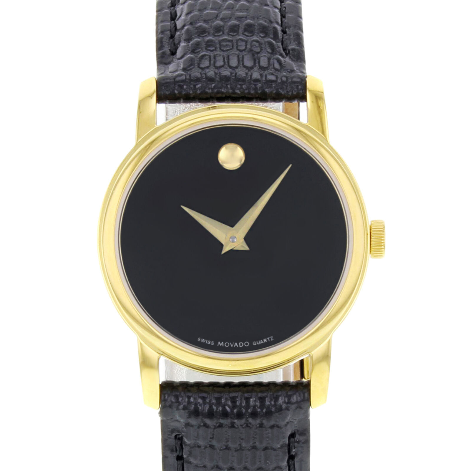 Movado Museum Negro Dial Dorado Acero Piel Reloj de Mujer 2100006 ...