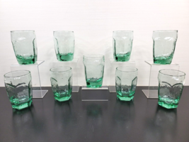 9 Libbey Chivalry Green Juice Glasses Set Rock Sharpe Textured Paneled F... - $78.87