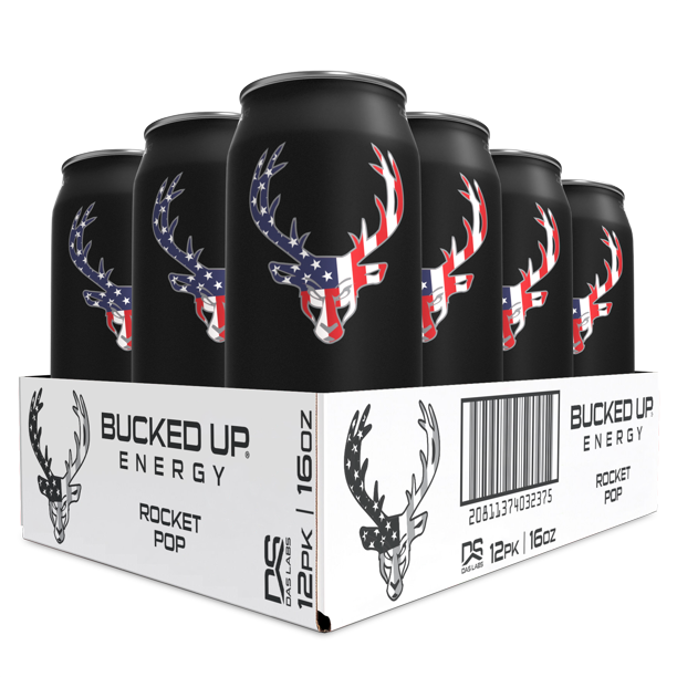 Bucked Up Energy Zero Sugar Energy Drink 16 Ounce Cans Rocket Pop 12