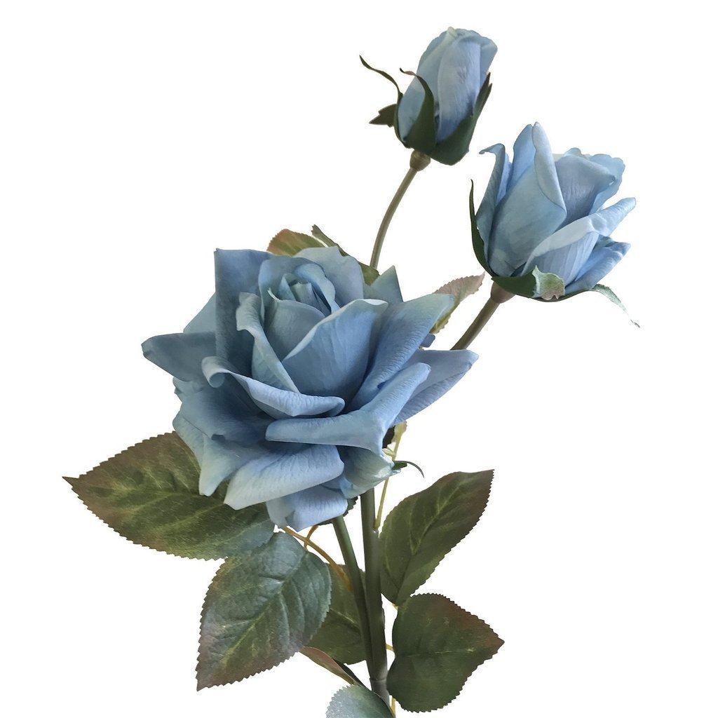 Blue Diamond Rose Stem Real Touch Silk Flower 34