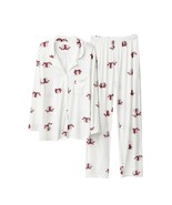 RH Women Printed Pajamas Set Collared Button Sleepwear Pjs Set Long Soft... - $26.99