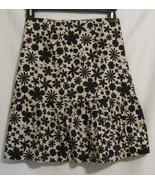 Nougat London Womens Skirt Sz 2 Beige Black Floral Cotton Aline Lined Ru... - $14.84