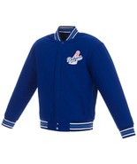 MLB Los Angeles Dodgers JH Design Wool Reversible Jacket 2 Front Logos Blue - $139.99