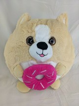 HugFun Tan Dog Plush Puppy Pink Donut Plush 12" Round Stuffed Animal Toy - $16.95