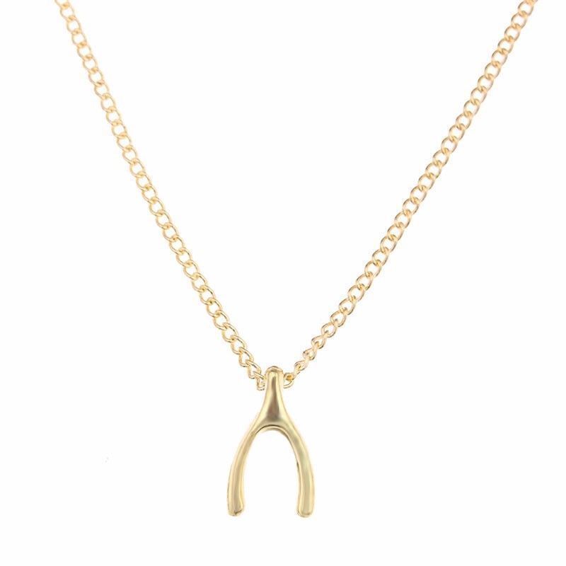 Wish Necklace Wishbone Carded Pendant Gold Dipped Clavicle Dainty Meaning
