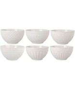 ASSORTED 6 6&quot;H WHITE EMBOSSED ALL PURPOSE BOWLS - $57.37