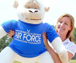 New Giant Stuffed White Gorilla In T-Shirt Someone In The Air Force Loves You - $157.11