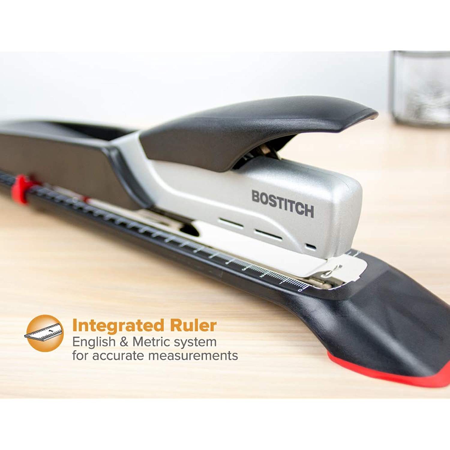 Bostitch Booklet Stapler One Finger, No Effort, Spring Powered, Long Reach Sta Staplers