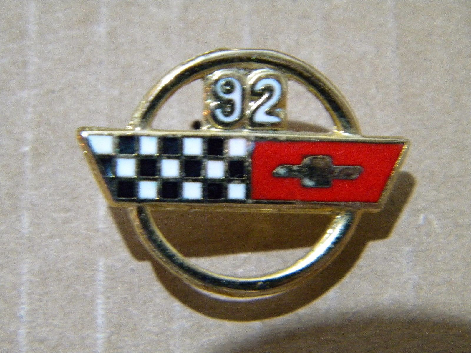 1992 CHEVROLET CORVETTE EMBLEM hat pins lapel pins GOLD BOWTIE EMBLEM ...