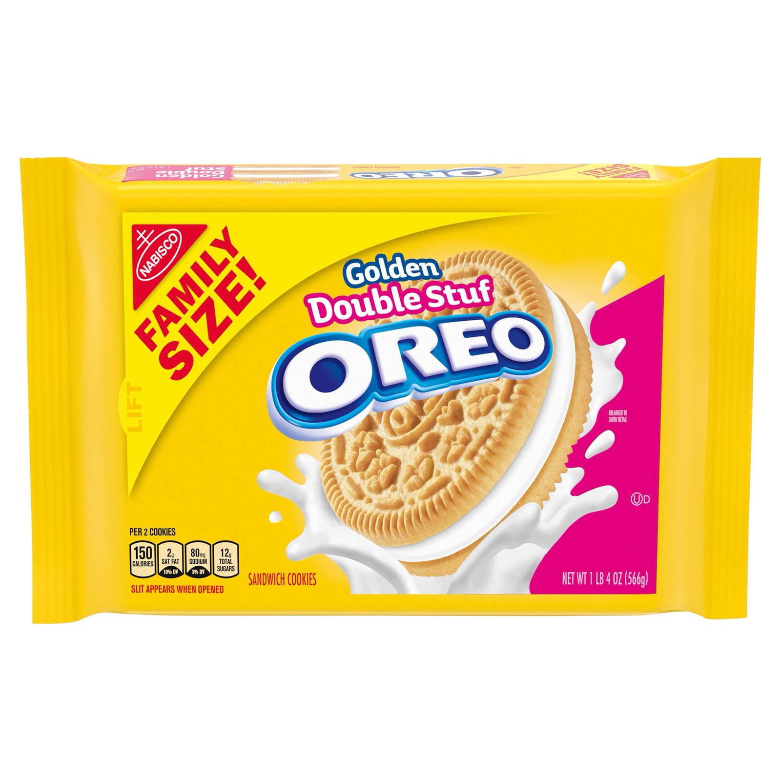 NABISCO OREO Real Double Stuf Golden Sandwich Cookies Family Size Pack - 20 oz.