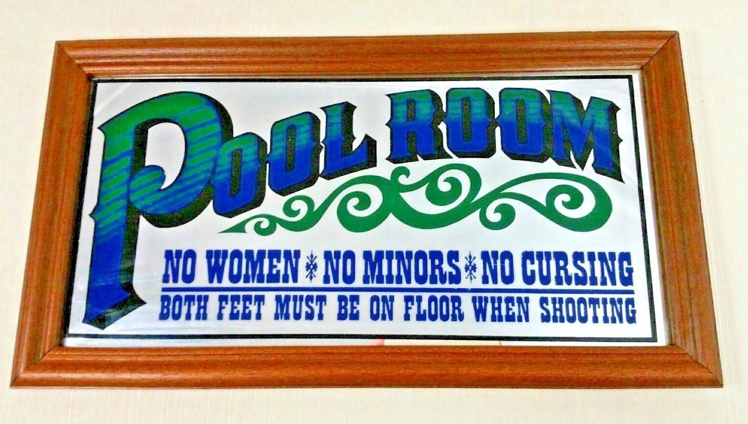 Nathan 912 Pool Room Rules Mirror Sign Billiards Game Room