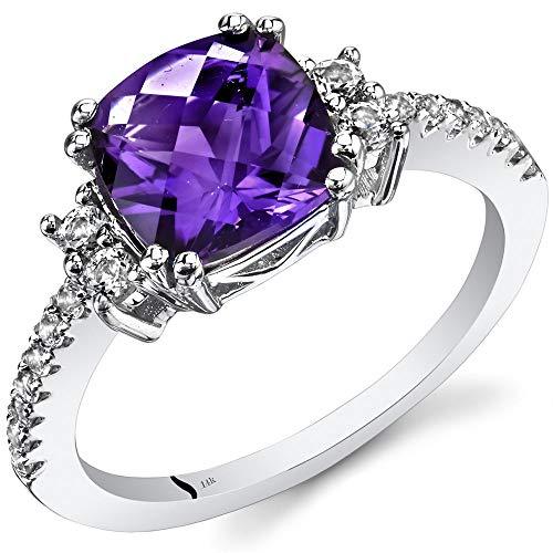 Elegant Touch Cushion Cut Purple Amethyst Bridal Ring 925 Sterling Silver Weddin