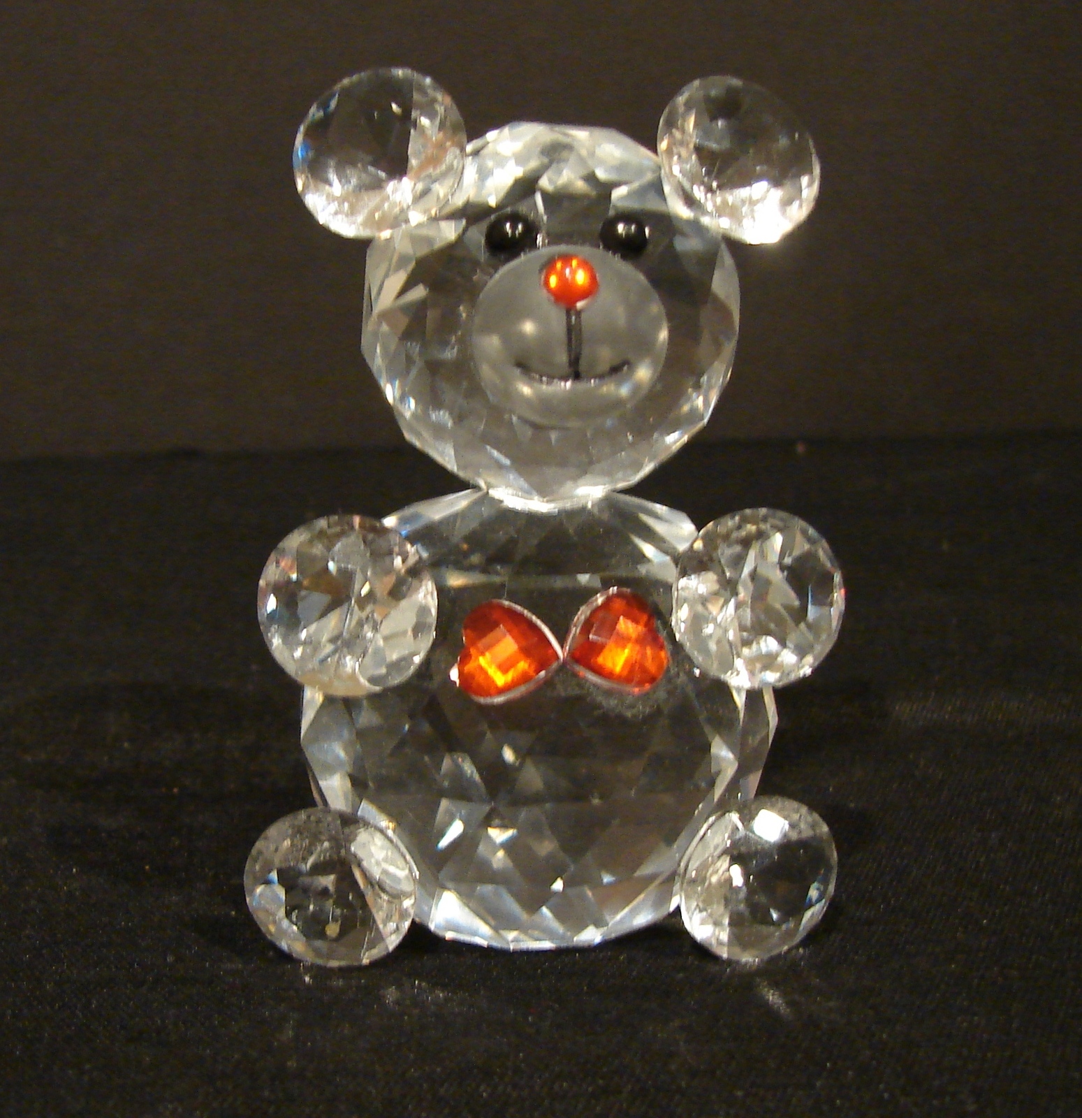 Swarovski Faceted Crystal July Teddy Bear with Two Ruby Red Hearts ...