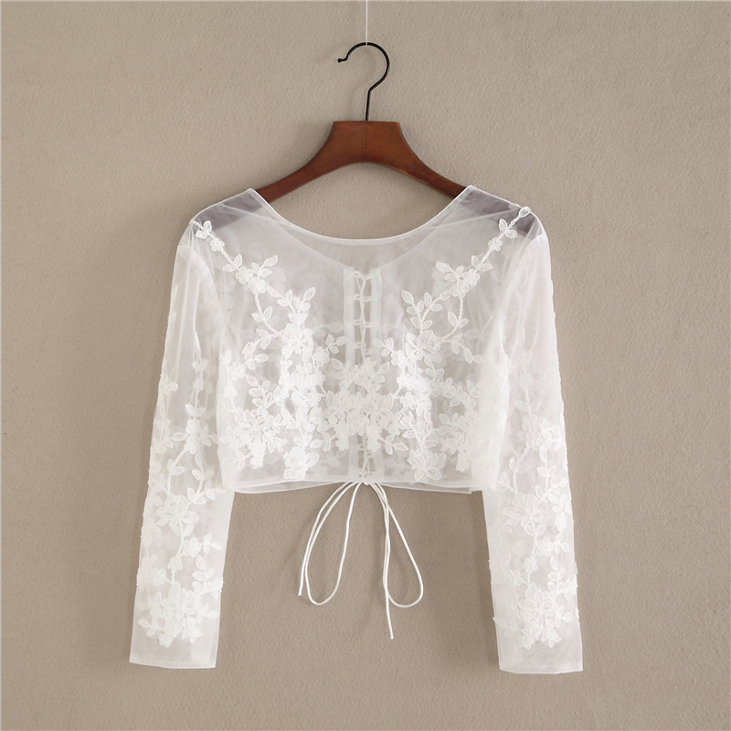 Long sleeve crop lace top 1