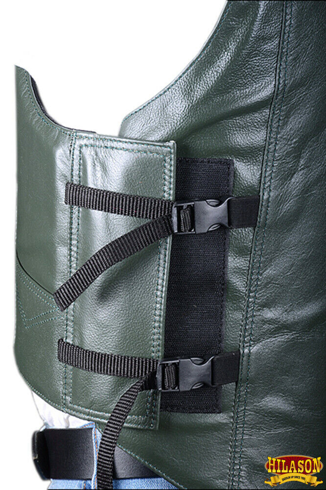 Equestrian Horse Riding Vest Safety Protective Hilason Leather Green U