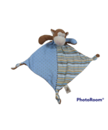 Maison Chic Monkey Lovey Baby Security Blanket Blue  Brown Stripes Polka... - $24.74