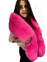Arctic Fox Fur Stole 78' Saga Furs Big Collar Wrap Pink Color Boa King Size Fur image 7