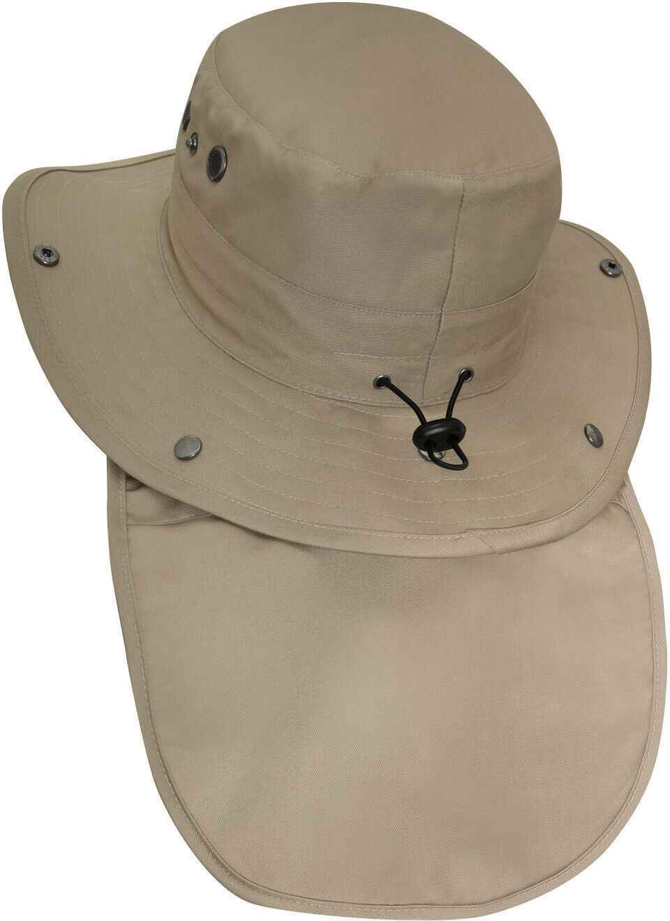 Khaki Adjustable Boonie Hat With Neck Cover Enhanced Sun Head