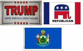 3x5 Trump White #2 & Republican & State of Maine Wholesale Set Flag 3'x5' - $14.88